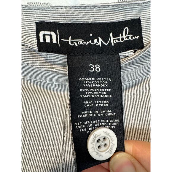 Travis Matthew Mens Chino Golf Shorts Casual Striped Gray Sz 38 - Picture 7 of 7